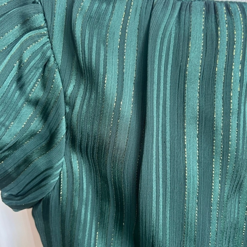 Cat &‎ Jack Girls' Dress Green Metallic Stripe Puff Sleeve Party Size 4T - Picture 8 of 8
